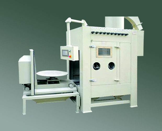 石英坩堝專用噴砂機，電動轉(zhuǎn)臺自動噴砂機